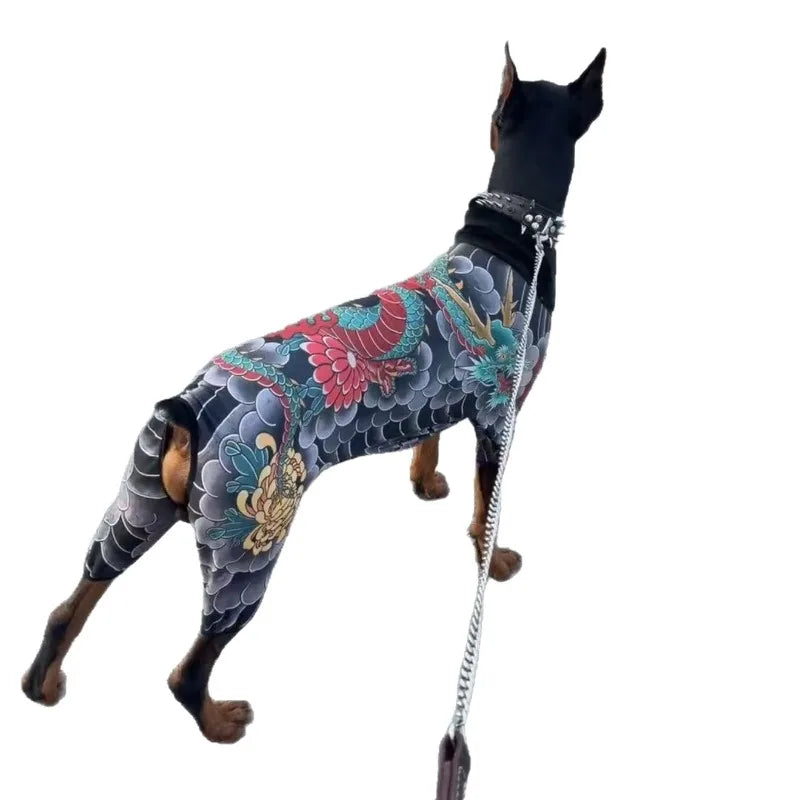Funny Tattoo Print Dog Cat T-Shirt, Four Seasons Humorous Pet Tee, Novelty Dog Clothes for All Size Pets