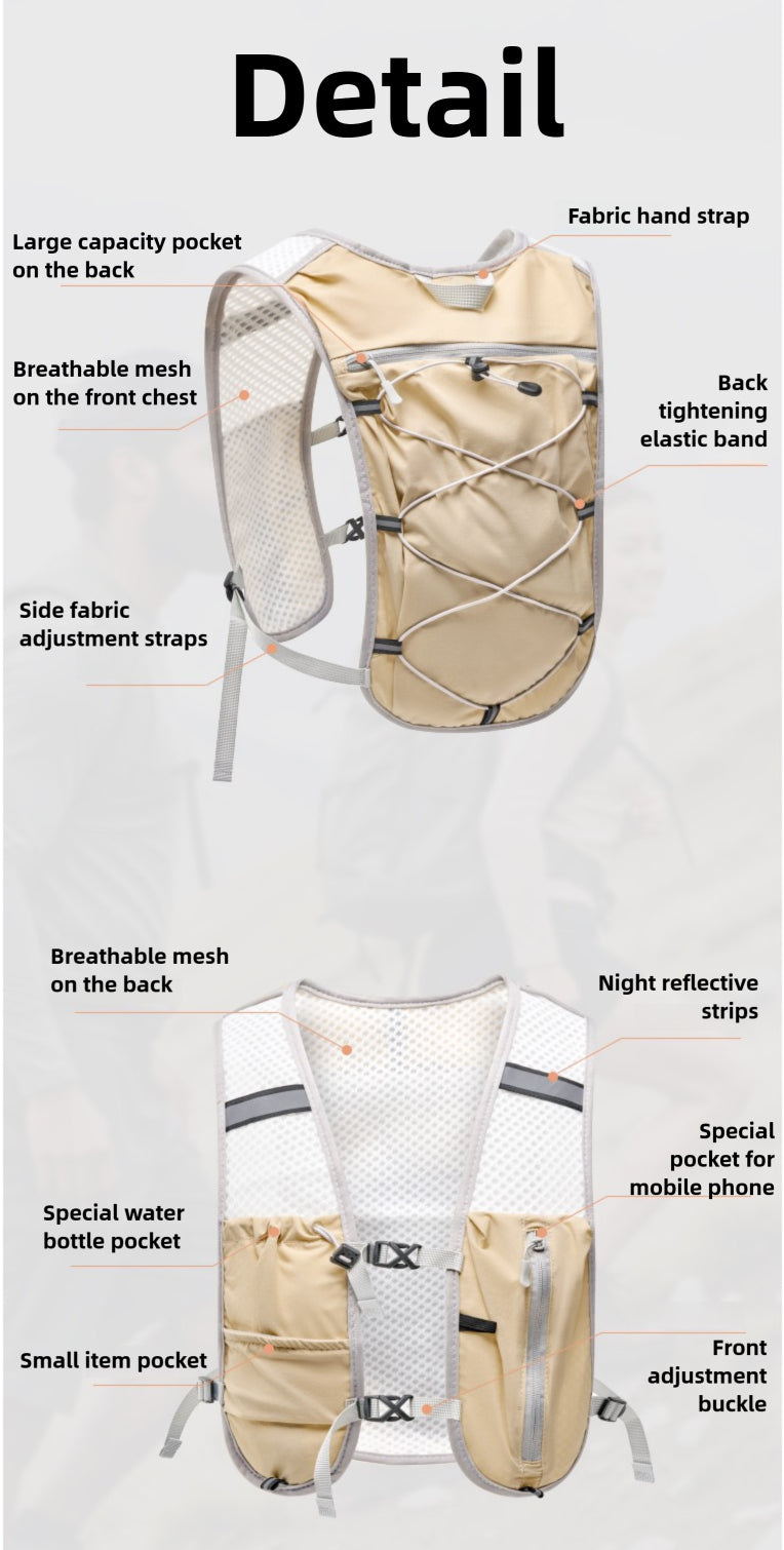 Hiking Hydration Vest Reflective Waterproof Running Backpack Outdoor Sports Multi-compartment Bag